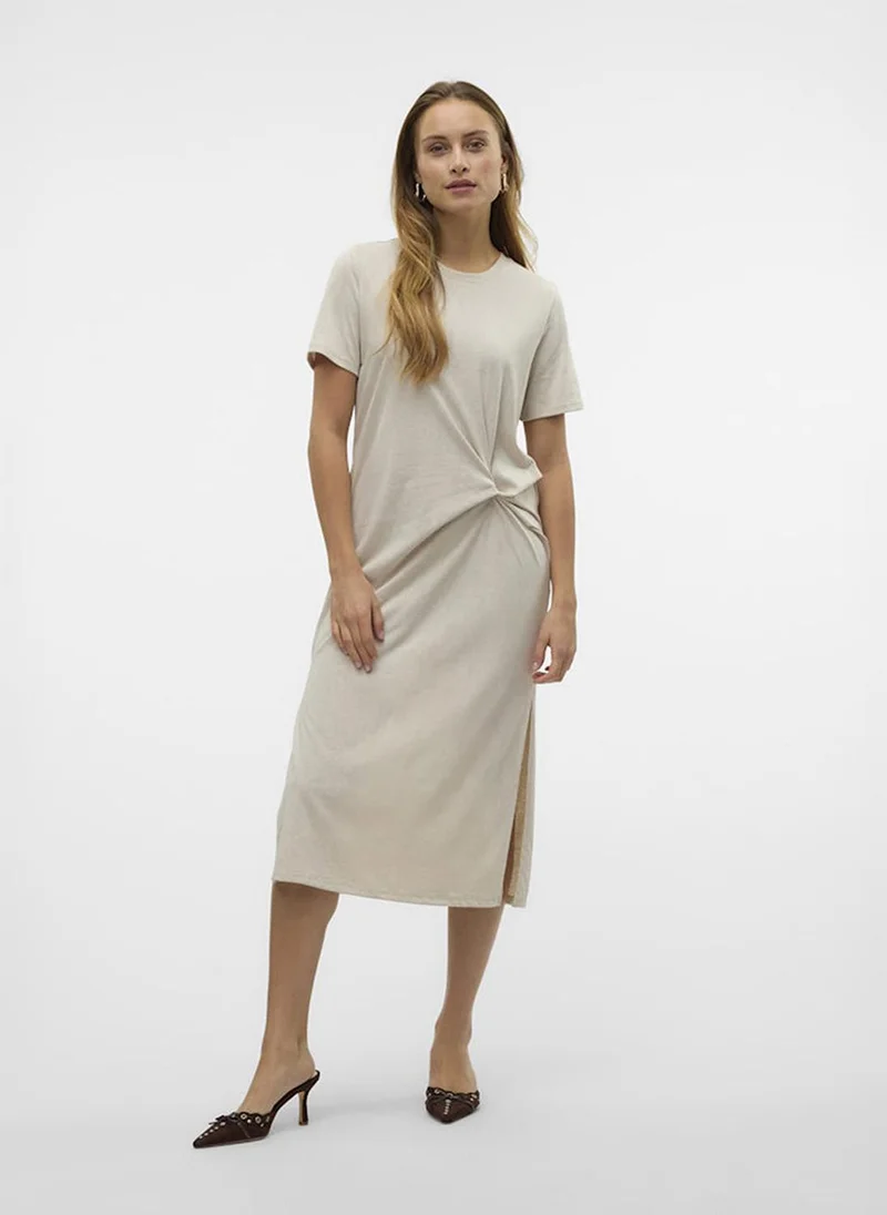فيرو مودا Women's Vmtass Short Sleeve O-Neck 7/8 Dress Jersey