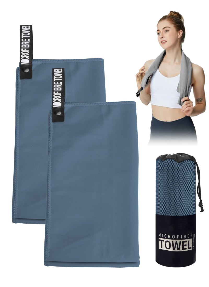 URbazaar 2 Pack Quick Drying Gym Towel 40x80CM Soft Microfiber Lightweight Sport Sweat Towel Perfect Travel Camping Towel Super Absorbent Ultra Compact for Gym Sport Yoga Backpacking Beach Swimming  - Image 1