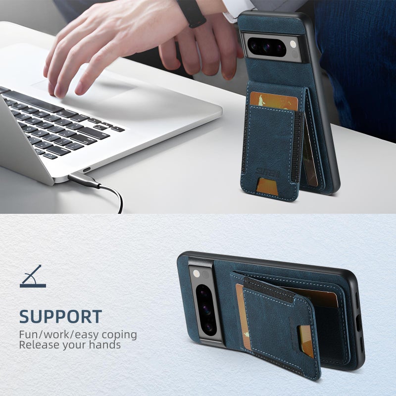 Suteni For Google Pixel 9 Pro H03 Litchi Leather Card Bag Stand Back Phone Case(Blue) - Image 5
