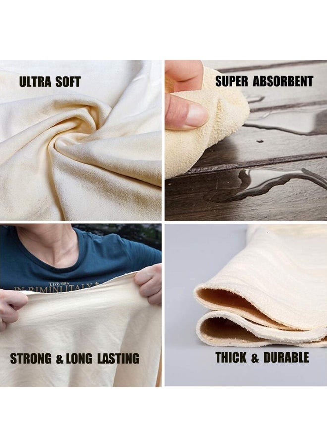 Chamois Cloth for Car, Drying Towel Large Natural Shammy Cleaning Cloth Towel Real Leather Car Washing Wipes - Image 3
