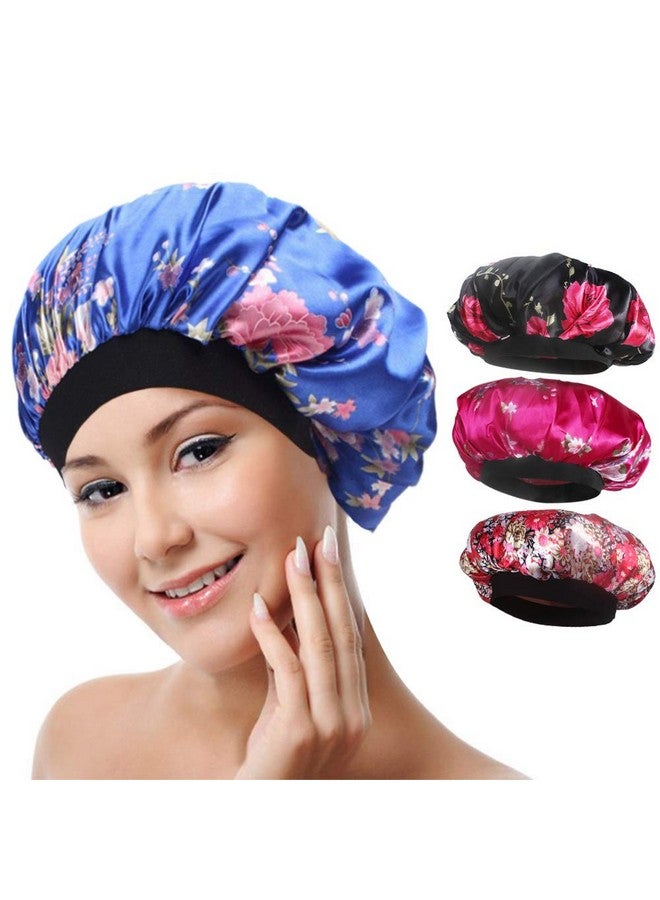 Aniann 4 عبوات قبعة نوم ساتان ناعمة ذات حزام عريض بونيه صالون قبعة حرير ليل النوم لعلاج تساقط الشعر للنساء 4 أنماط - Image 2