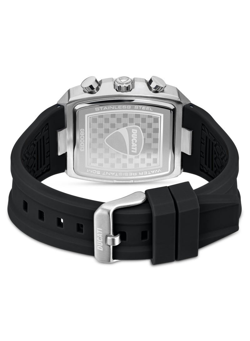 Ducati DT008 Chronograph Watch – Black Dial, Screw-Detail Case, Multi-Layered Design, 40mm Silicone Strap, Water Resistant 50M, Bold & Rugged Style - Image 3