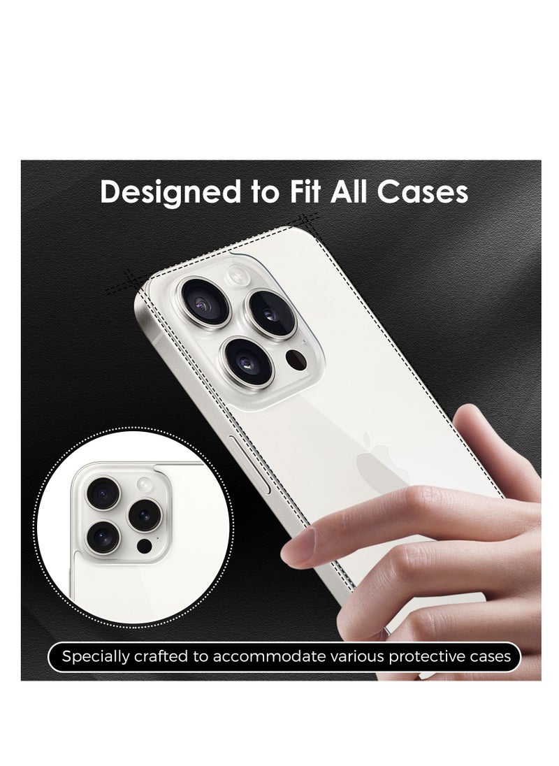 Generic 3 in 1 Screen Protector for iPhone 15 Pro Max, Front and Back Tempered Glass Screen Protector, Camera Lens Protector Ultra Thin Bubble Free(6.7 inch)  - Image 5