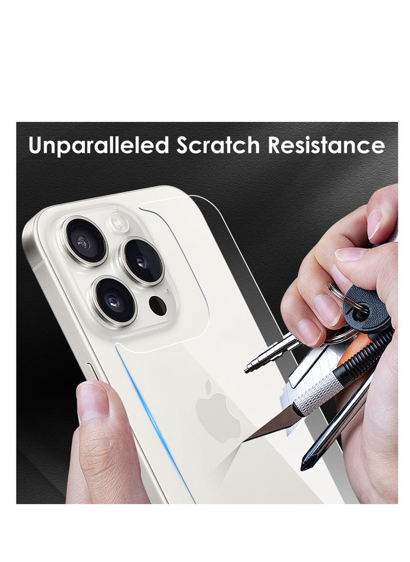 Generic 3 in 1 Screen Protector for iPhone 15 Pro Max, Front and Back Tempered Glass Screen Protector, Camera Lens Protector Ultra Thin Bubble Free(6.7 inch)  - Image 3