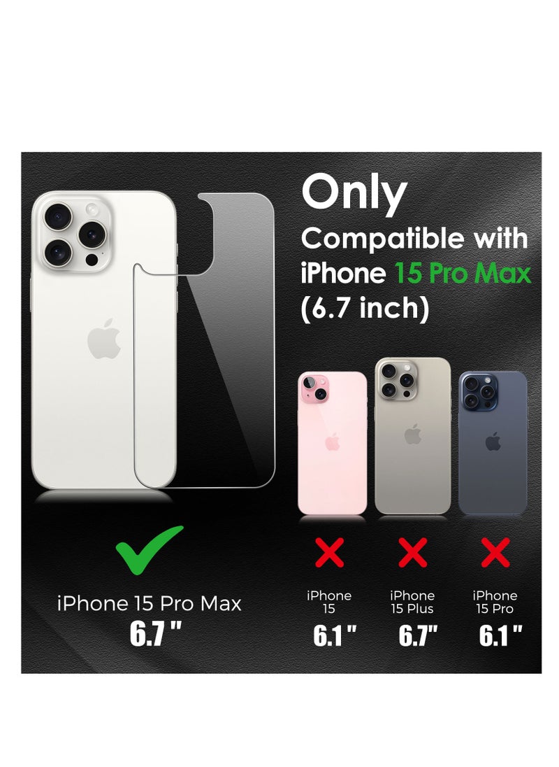 Generic 3 in 1 Screen Protector for iPhone 15 Pro Max, Front and Back Tempered Glass Screen Protector, Camera Lens Protector Ultra Thin Bubble Free(6.7 inch)  - Image 2