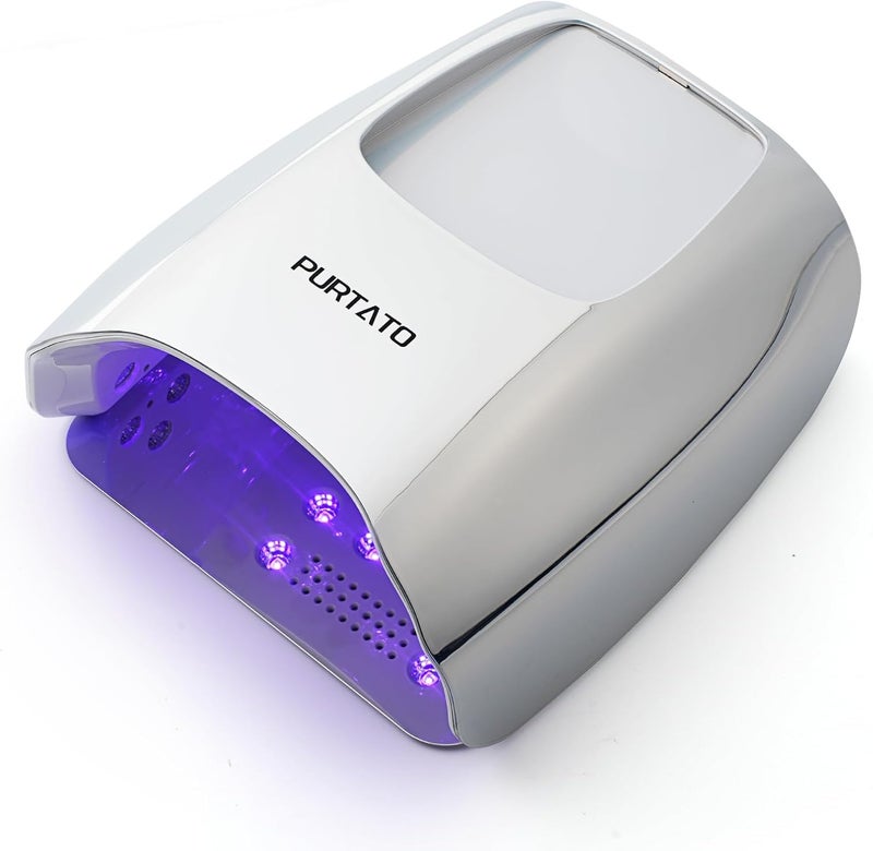 Purtato Professional Cordless Rechargeable UV LED Nail Lamp with 4 Timer Setting and 126W High Power Quick Drying Nail Dryer (Plating Silver)