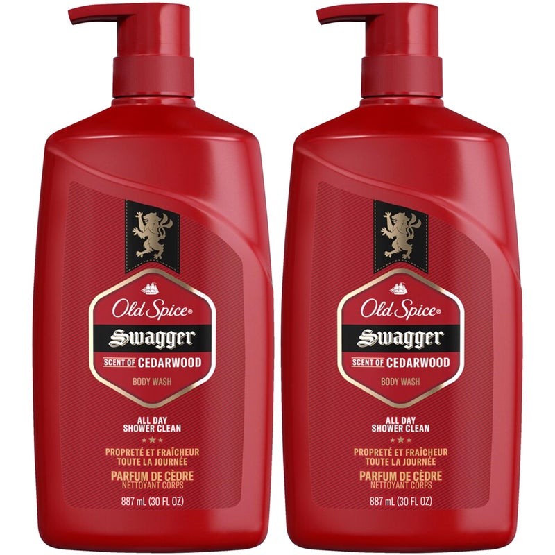 Old Spice Swagger Body Wash, 2 Pack, Extra Large Man Sized Shower Gel for Men, Red Collection Cedarwood Fresh Scent, 30 oz. Each - Image 1
