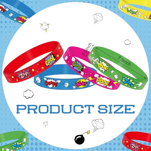 RoundFunny 30 Pcs Hero Party Favor Silicone Bracelets Piata Fillers for Kids Classroom Prizes Carnival Goodie Bag Stuffers Goodie Rewards Hero Theme Birthday Party Supplies Decorations Gifts - Image 5