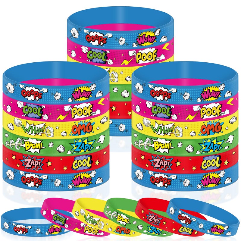 RoundFunny 30 Pcs Hero Party Favor Silicone Bracelets Piata Fillers for Kids Classroom Prizes Carnival Goodie Bag Stuffers Goodie Rewards Hero Theme Birthday Party Supplies Decorations Gifts - Image 3