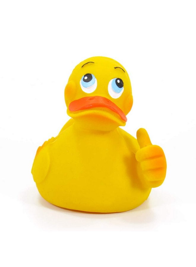 LANCO OK Thumbs Up Rubber Duck Bath Toy | All Natural, Organic, Eco Friendly, Squeaker | Imported from Barcelona, Spain - Image 1
