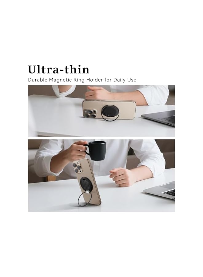 Green Tiger Magnetic Phone Grip for Mag-Safe, Ultra-Thin Ring Holder Compatible with for iPhone 17 Pro Max 16 15 14 13 12 Series, Secure Finger Strap Stand, Black Color - Image 2