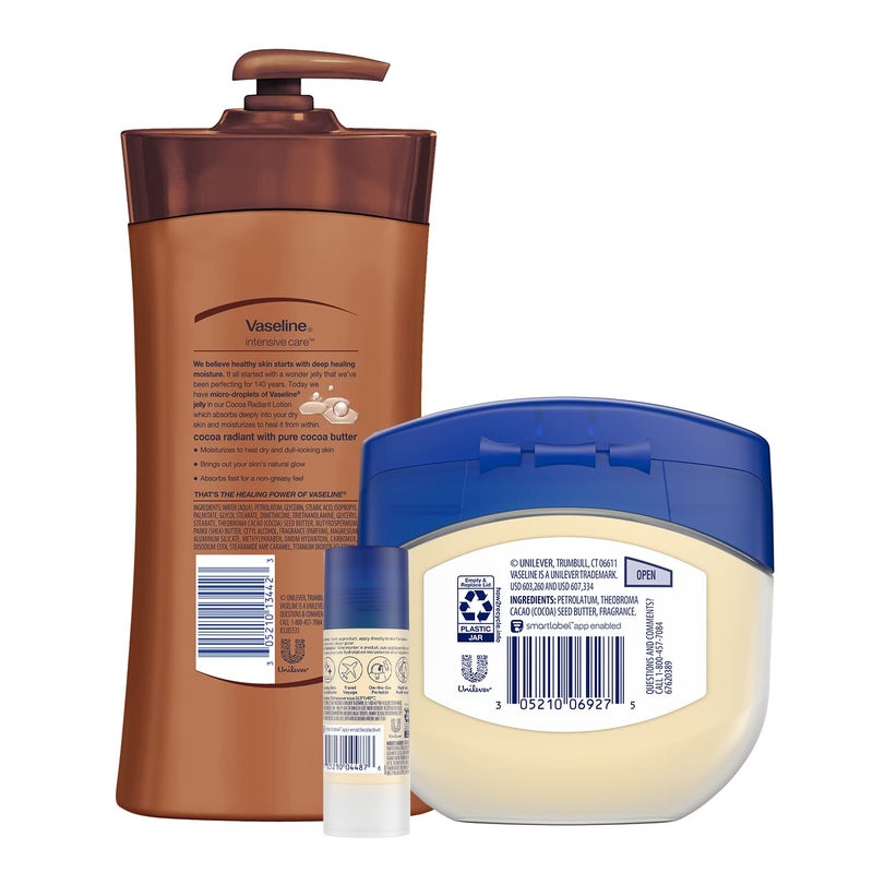 Vaseline Intensive Care Cocoa Radiant Lotion, 20.3 oz Bundled with Moisturizing Healing Jelly Butter, 7.5 and Shimmer Stick, 1.4 oz, Moisturized Skin Light Butter Scent - Image 2