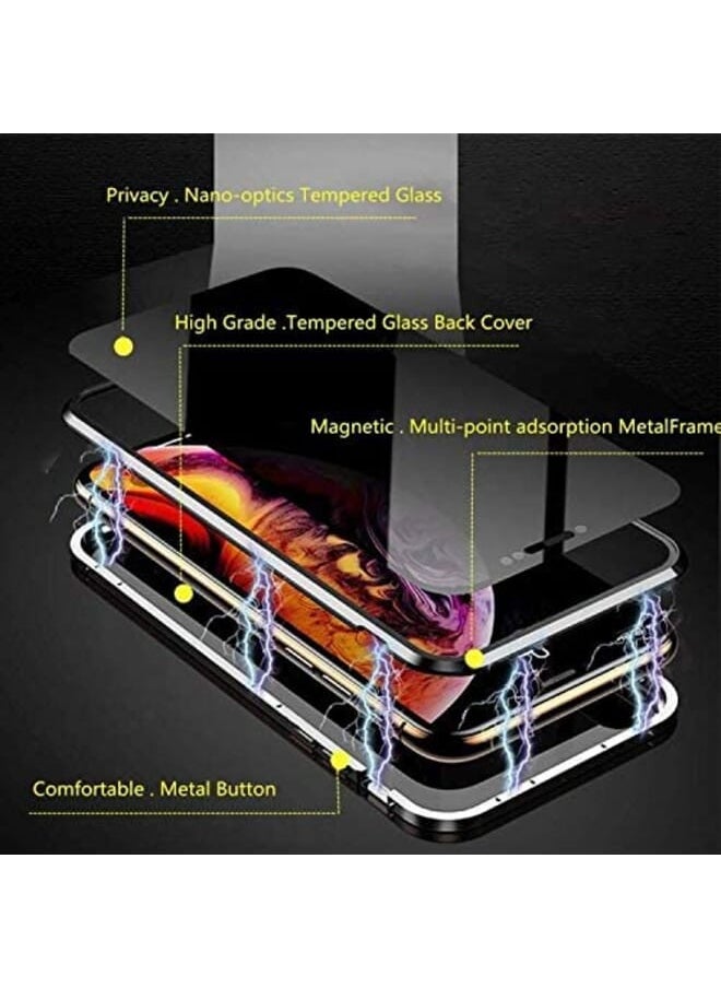 NuSense Anti-Spy Privacy Magnetic Case For Iphonex/Xs Clear Double Sided Tempered Glass [Magnet Absorption Metal Bumper Frame] Anti-Peeping 360 Full Protective Phone Cover (Silver)  - Image 3