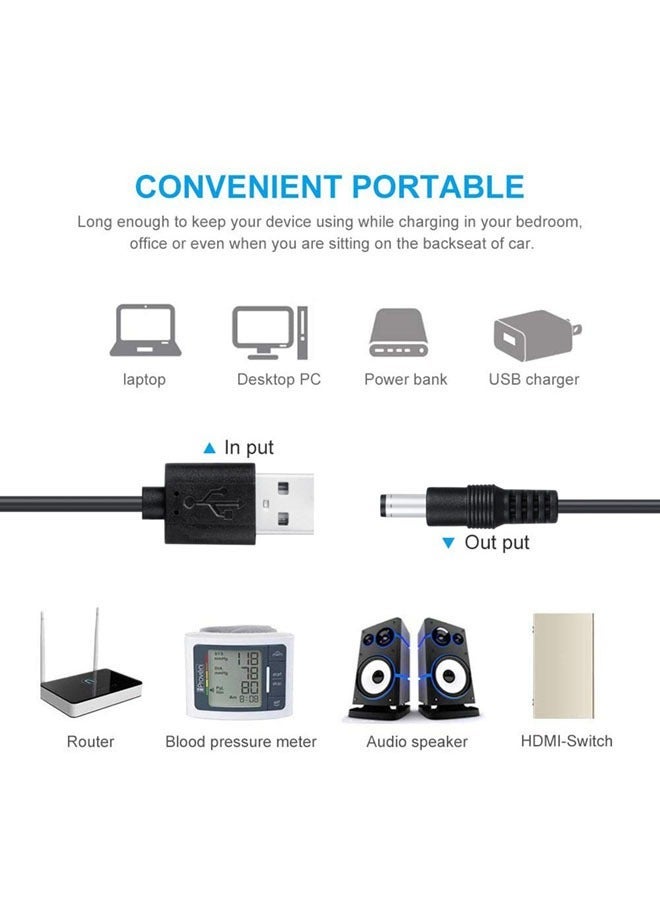 SJet Universal 5V USB to DC 5V Power Cord 5.5 2.1 mm Plug Connector Tip Jack Charging Cable with 8 Connector Tips - Image 3