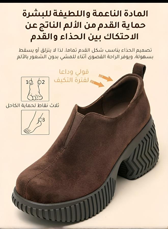 حذاء كاجوال بلمسة نهائية غير لامعة، نعل سميك وزيادة ارتفاع بصرية 8 سم - Image 1