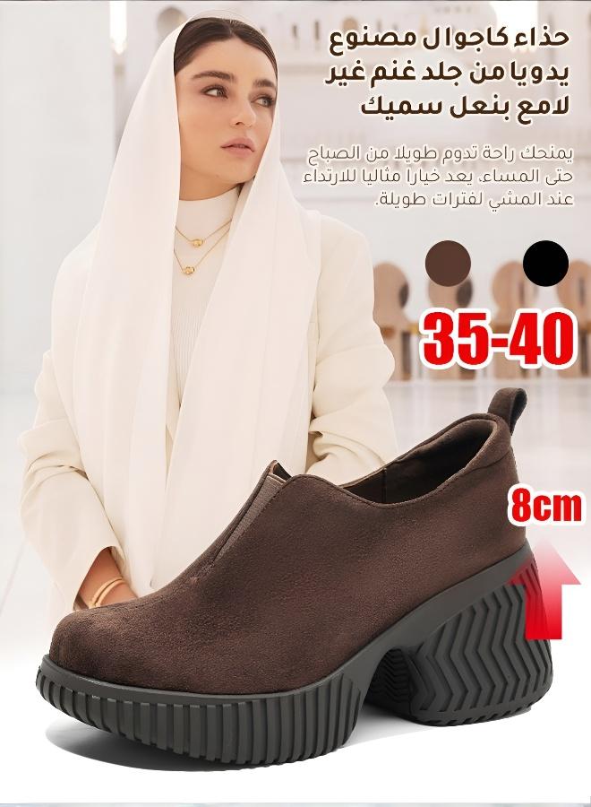 حذاء كاجوال بلمسة نهائية غير لامعة، نعل سميك وزيادة ارتفاع بصرية 8 سم - Image 3
