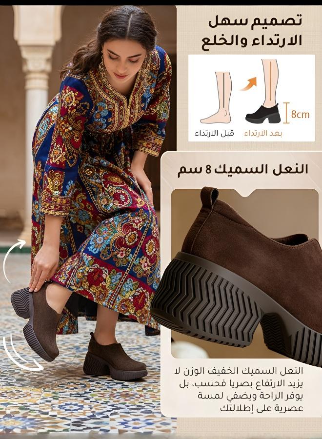 حذاء كاجوال بلمسة نهائية غير لامعة، نعل سميك وزيادة ارتفاع بصرية 8 سم - Image 5