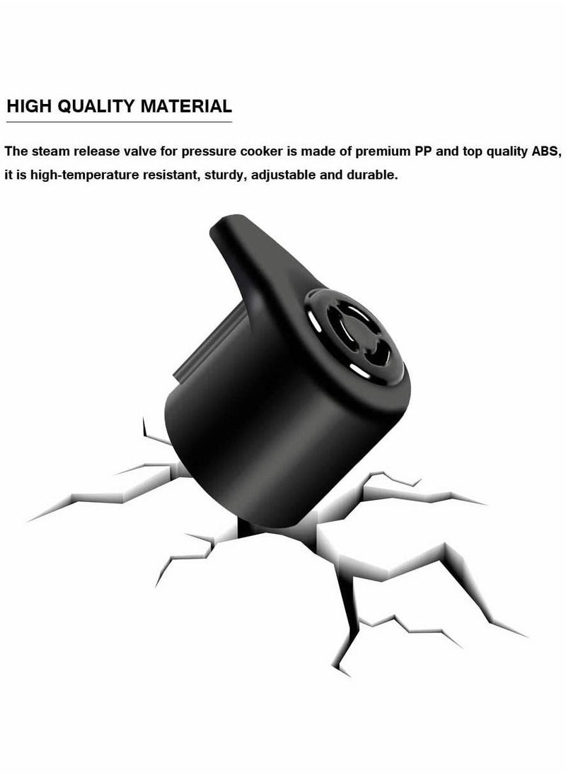 صمام تحرير البخار البلاستيكي العالمي 2 قطعة لصمام الضغط لوعاء الطهي الفوري 3، 5، 6، 8 لتر | ملحق مقبض تحرير البخار لوعاء الطهي الكهربائي أسود 1.02 × 1.02 × 0.76 سم - Image 3