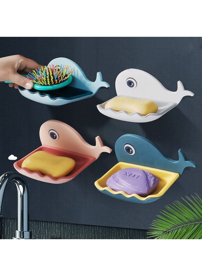 wolpin Soap Stand Holder For Bathroom Kitchen Sink Magic Stickers Wall Mounted (Pack Of 4 Pcs) Soap Dish Holder, Fish Design Multicolour(Plastic) - Image 1