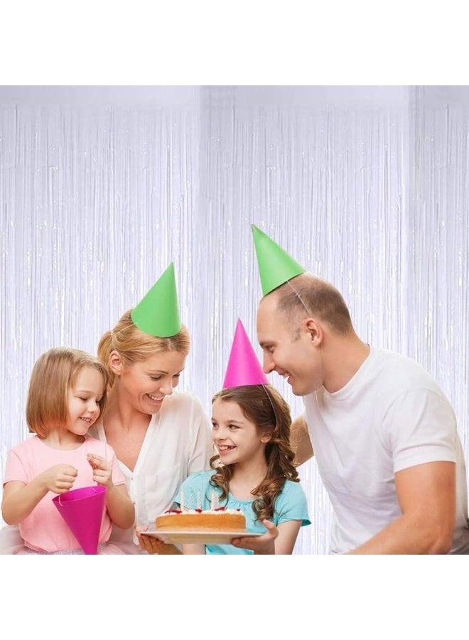 TONIFUL 3Pcs White Door Streamers,White Photo Booth Backdrop Metallic Streamers White Foil Fringe Curtains for Birthday,Christmas,New Year,Bachelorette,Disco Party Streamers Decor(9.9ft x 6.6ft) - Image 4