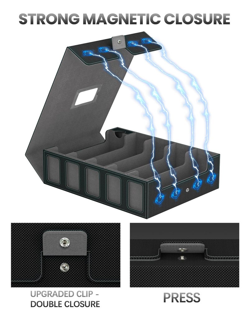 Gomyrod Trading Card Storage Box Gomyrod, 5-Row Card Case with Commander Display & Portable Handle, 4200+ MTG Deck Box Compatible for MTG/TCG/Magic Cards, 30 Colorful Divider, 8 Card Supporters (Black & Grey) - Image 4