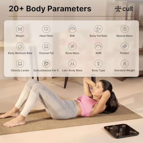 Cult Smart Body Fat Scale, US FDA Approved, 20+ Parameters, BMI, 10 members, Bluetooth Weight Machine, Body Fat Analyzer, LED Display. - Image 3