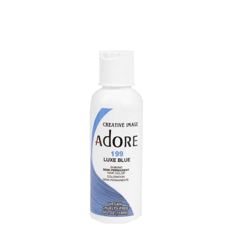 Adore Semi Permanent Hair Color Vegan and CrueltyFree Blue Hair Dye 4 Fl Oz 199 Luxe Blue Pack of 1