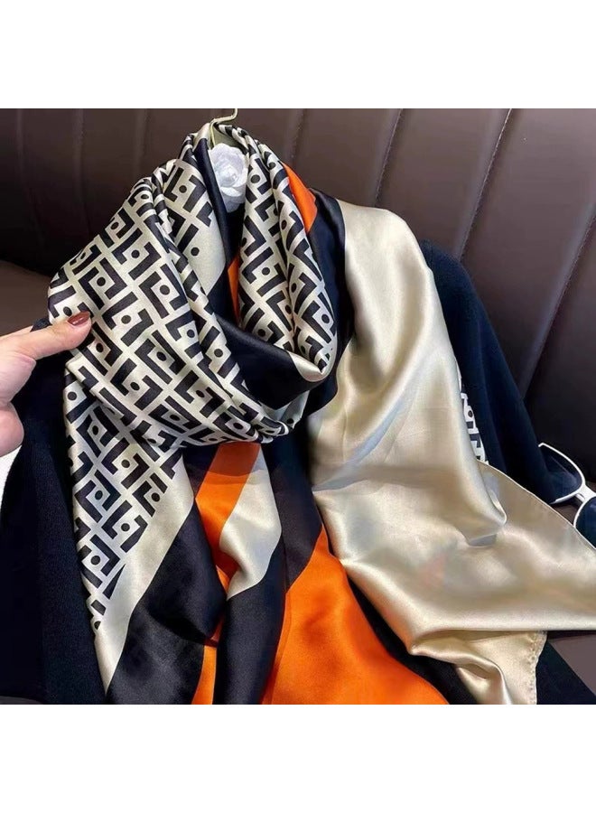 Spring And Summer Thin Silk Scarf High-grade Sense Printed Long Scarf New Satin Travel Sunscreen Scarf Ethnic Style Shawl