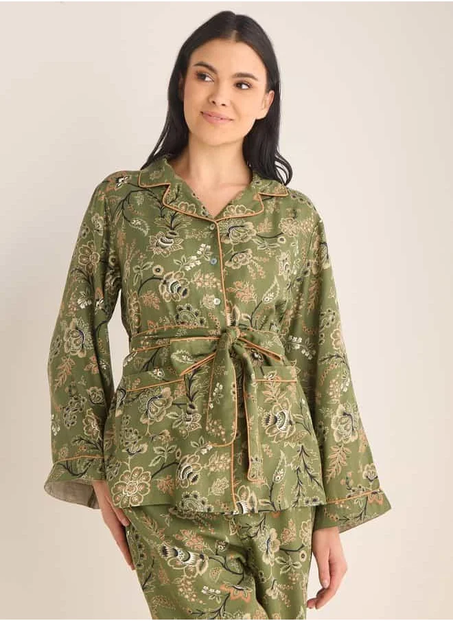 فاف Printed Night Robe and Pyjama Set