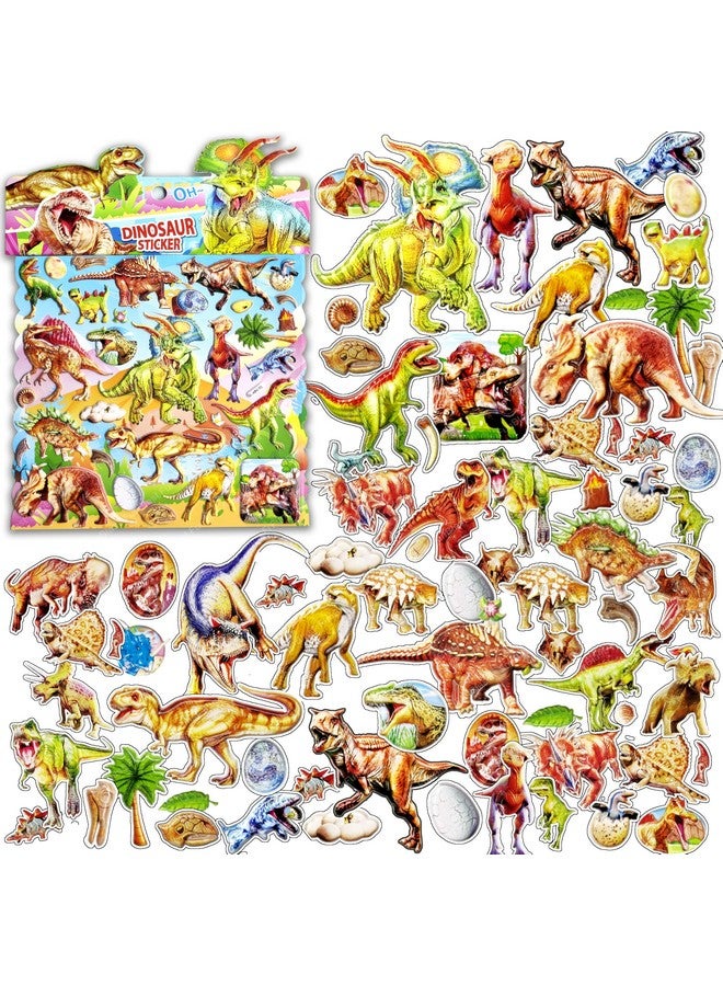 FunBlast Dinosaur Stickers for Kids, 50+ Pcs Self Adhesive 3D Puffy Kawaii Stickers for Kids, Stickers for Scrap Booking, Card Making, Art & Craft Materials for Kids, DIY Craft Items for Kids - Image 1