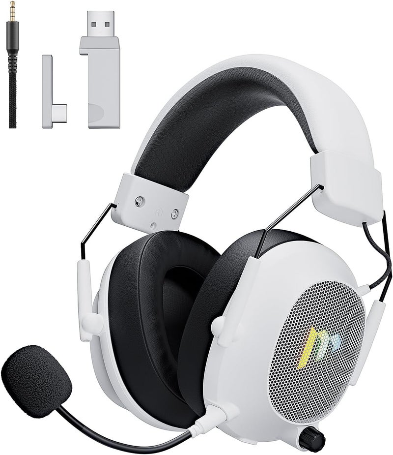 Mytrix 2.4G Wireless Gaming Headset with RGB LED Light for PC/PS5/PS4/Mac/Switch, 2.4GHz / Bluetooth / 3.5mm Gaming Headphones with Noise Cancelling Detachable Mic,Over-Ear,Surround Sound - Image 1