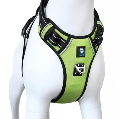 HANK Dog Harness | 3M Reflective | Body Vest for Small Dogs | Soft Comfortable | Adjustable Buckles | No Pull Harness for Training, Walking (Neon Green - S (4-13Kg) - Image 1