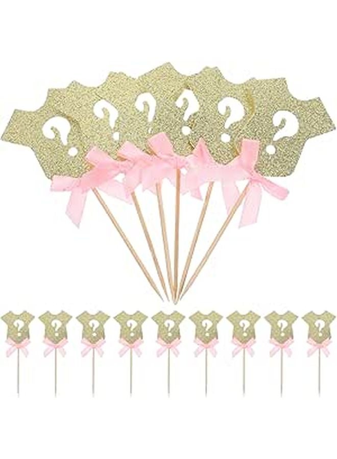 Gender Reveal Cake Decorations Cupcake Toppers Pink Clothes Question Mark Picks 6pcs - Image 1