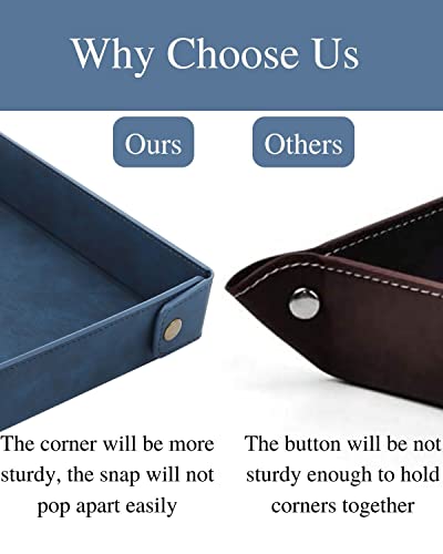CASIRENA Faux Leather Valet Tray Organizer for Men - Catch-All Tray for Entryway Table Key, Wallet, Watch, Coin Change, Phone, Dresser EDC Dump Jewelry, Bedside Nightstand Desk-top - Image 3