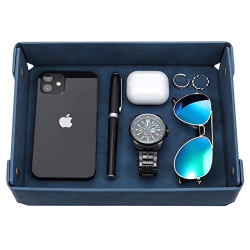 CASIRENA Faux Leather Valet Tray Organizer for Men - Catch-All Tray for Entryway Table Key, Wallet, Watch, Coin Change, Phone, Dresser EDC Dump Jewelry, Bedside Nightstand Desk-top - Image 1