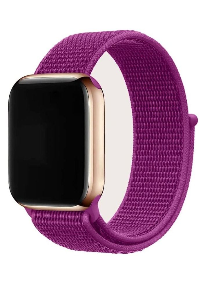VITION سوار رياضي من النايلون لساعة Apple Watch مقاس 45 مم و44 مم و42 مم، حزام بديل ناعم لساعة iWatch Series 7 6 SE 5 4 3 2 1 باللون الأرجواني - Image 1