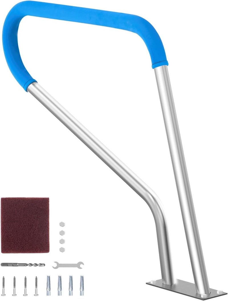 VEVOR Pool Handrail, 39 x 32 inch Pool Railing, Stainless Steel with Base Plate for Indoor/Outdoor Pools,Swimming Pool Safety Railing for Decks,Rust-Proof Grab Bar w/Grip Cover&Accessories for Spas - Image 1