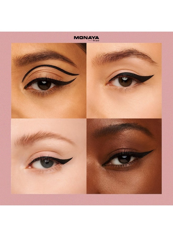 Monaya N010 Liquid Eyeliner – Waterproof, Smudge-Proof, Long-Lasting Eyeliner with Fine Brush Tip for Perfect Precision & All-Day Satin Finish - Image 4
