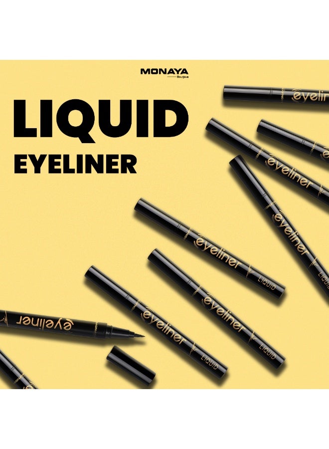 Monaya N010 Liquid Eyeliner – Waterproof, Smudge-Proof, Long-Lasting Eyeliner with Fine Brush Tip for Perfect Precision & All-Day Satin Finish - Image 2