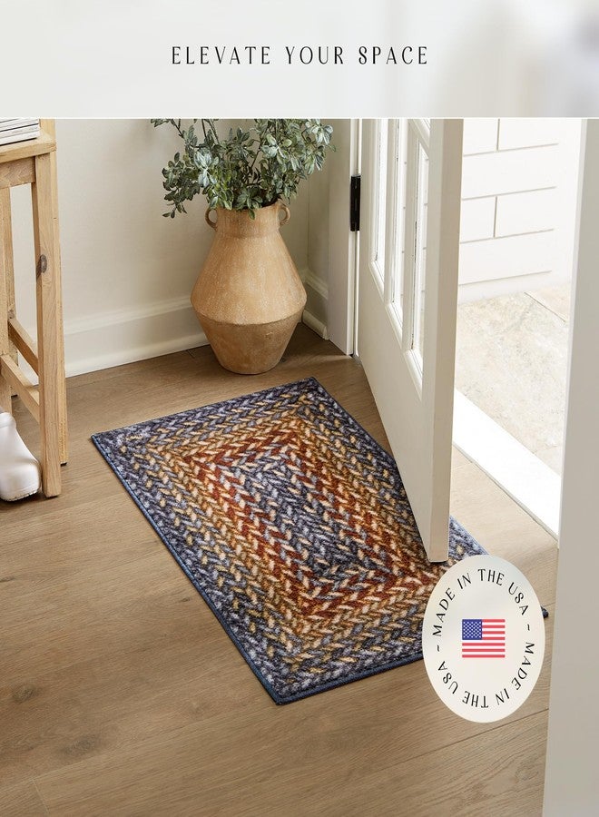 Maples Rugs Marion Bohemian Braided Design Print Area Rug - Made in USA - Washable, Non Slip Indoor Carpet for Entryway, Foyer, Kitchen, and Bathroom, 34" x 20", Multi-Color - Image 2