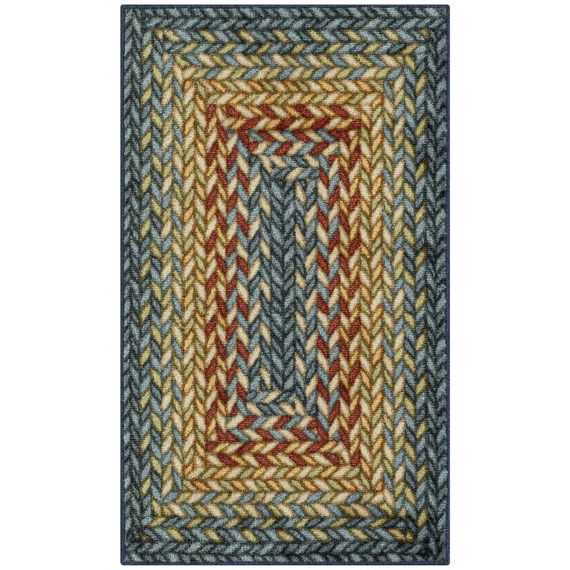 Maples Rugs Marion Bohemian Braided Design Print Area Rug - Made in USA - Washable, Non Slip Indoor Carpet for Entryway, Foyer, Kitchen, and Bathroom, 34" x 20", Multi-Color - Image 1
