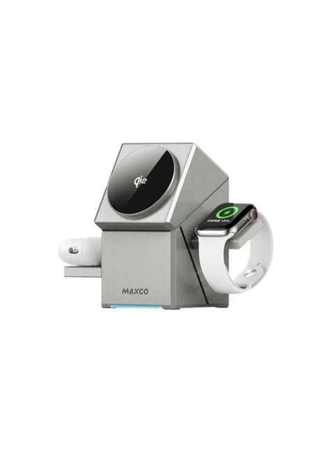 Maxco MW11 Geometric QI2 Magnetic Wireless Charger 3 IN 1 Wireless Charger