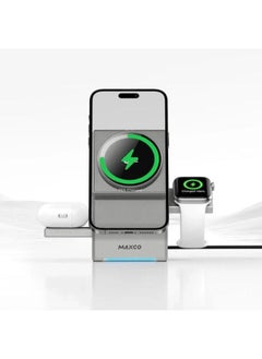 MAXCO Maxco MW11 Geometric QI2 Magnetic Wireless Charger 3 IN 1 Wireless Charger  - Image 5
