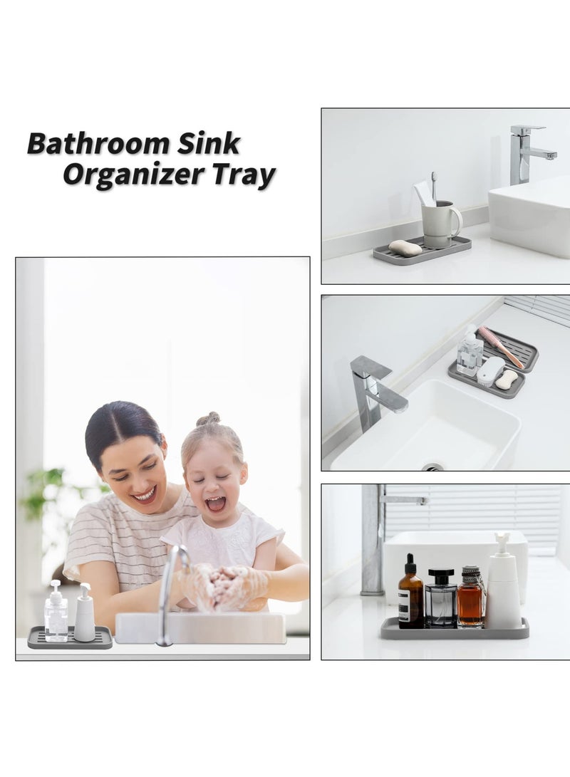 SOLARAE Silicone Kitchen Sink Organizer Tray, Eco-Friendly Sponges Holder for Kitchen Bathroom Counter or Sink, Sink Organizer Tray, for Kitchen, Bathroom, Makeup, Trinkets, Cup (Grey, 10"×5.3") - Image 4