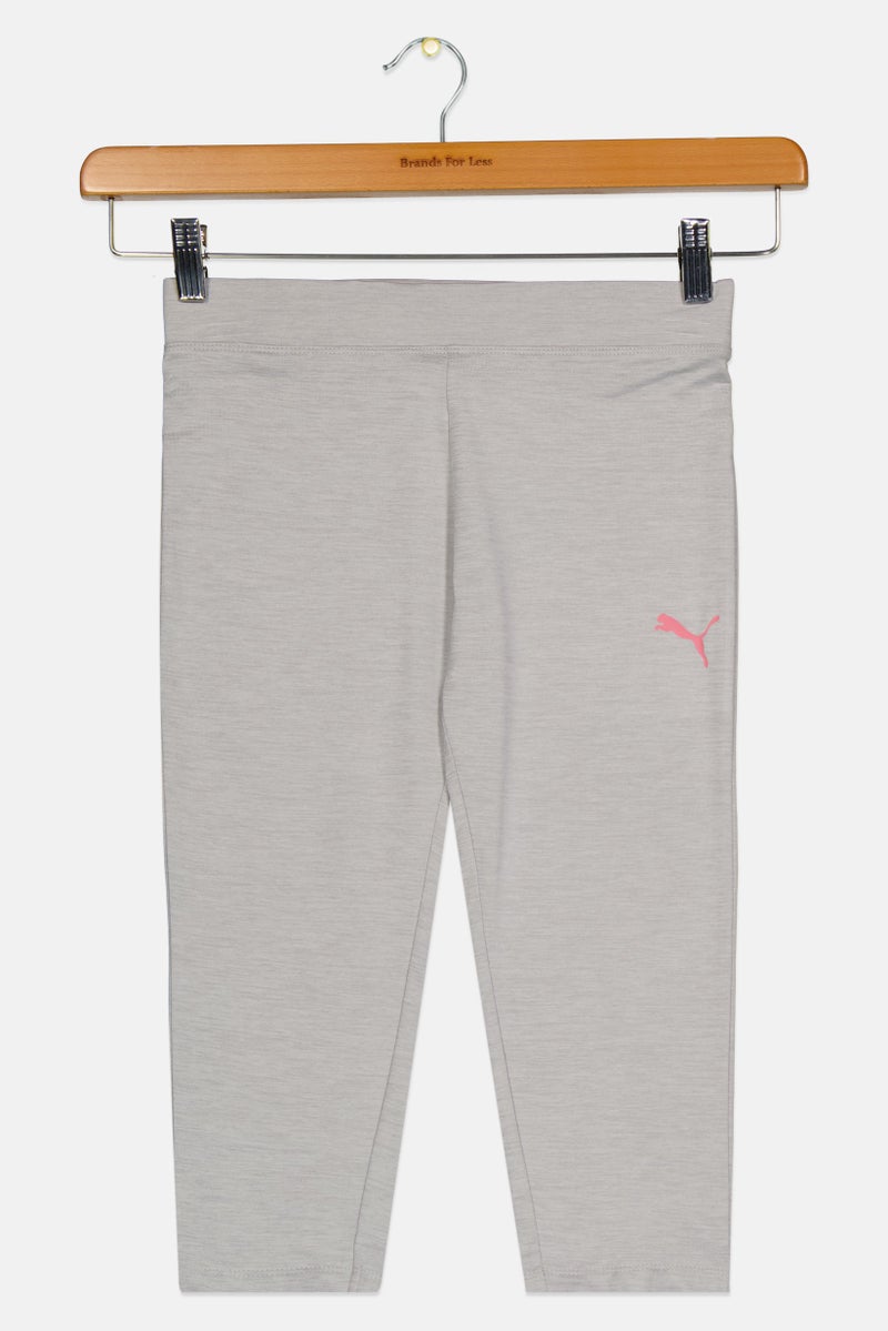 PUMA Kids Girl Sportswear Fit Brand Logo Training Leggings, Heather Grey - Image 2