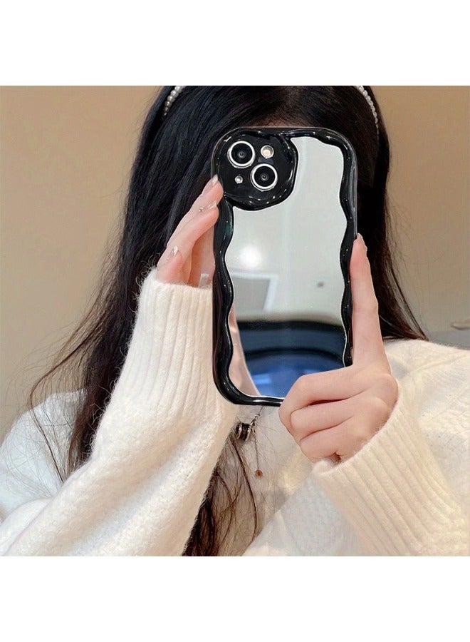 شيبشيب جراب هاتف بتصميم موجة بسيطة لهاتف آيفون 13 مع مرآة، إطار متموج من TPU ناعم، غطاء هاتف جمالي - Image 3