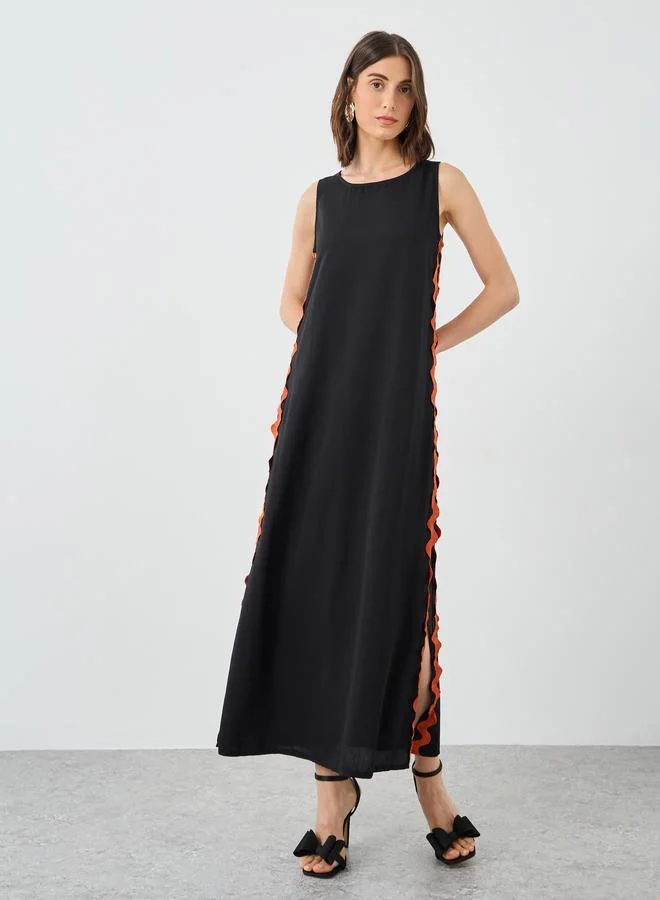 Take Two Take Two Sleeveless Side Wave Stripe Detail Maxi Dress