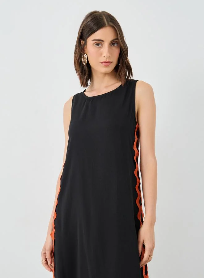Take Two Take Two Sleeveless Side Wave Stripe Detail Maxi Dress