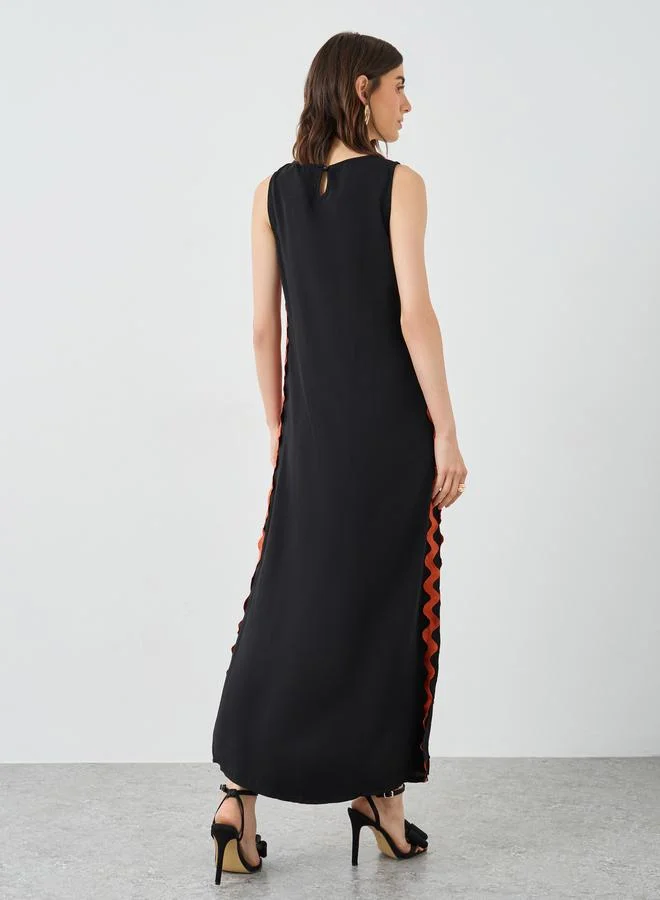 Take Two Take Two Sleeveless Side Wave Stripe Detail Maxi Dress