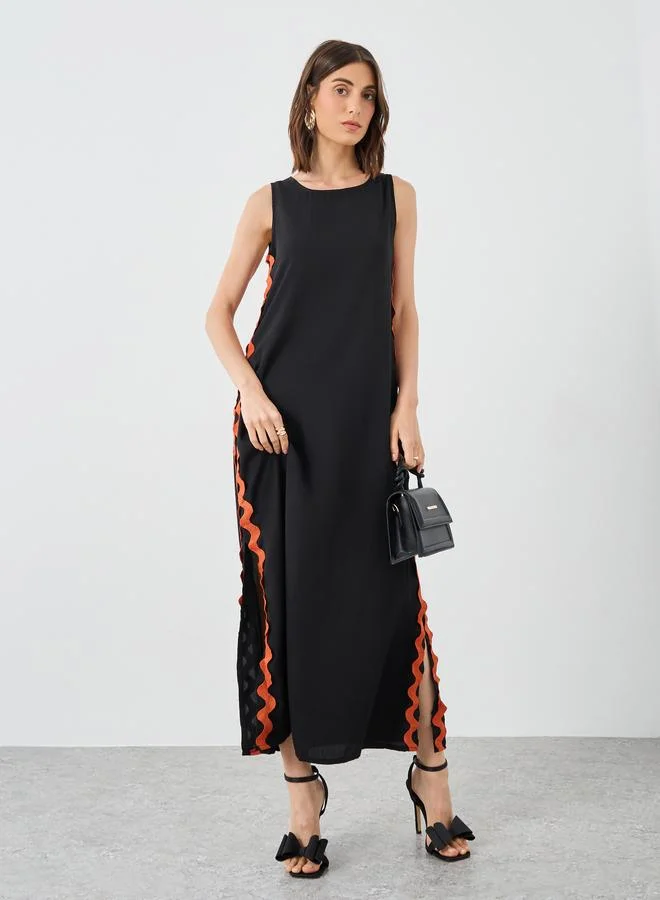 Take Two Take Two Sleeveless Side Wave Stripe Detail Maxi Dress